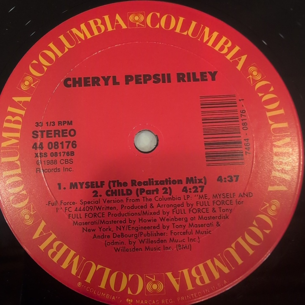 Cheryl Pepsii Riley Me Myself and I 12" Vinyl Single 1988 Columbia 44 08176 VG - Picture 6 of 6